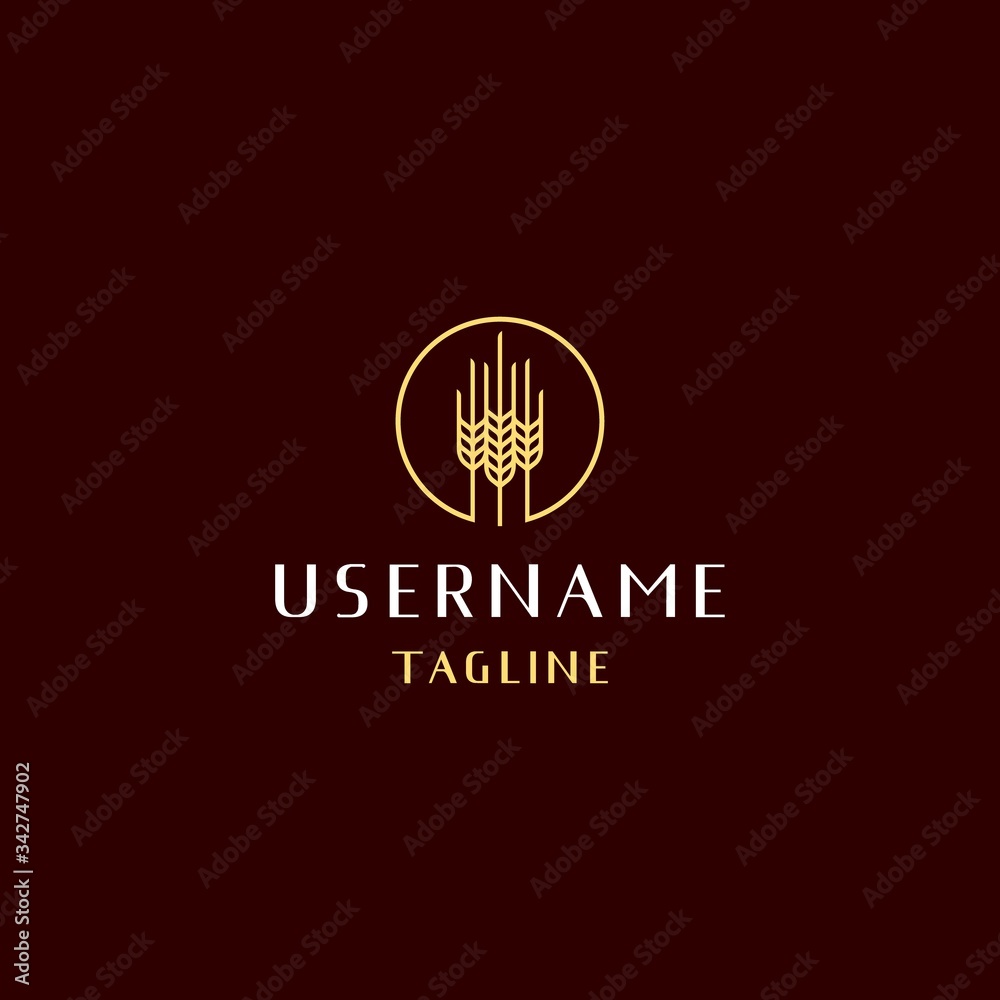 Obraz premium circle wheat logo design inspiration . line art wheat logo design template . luxury healthy food logo design . geometric wheat