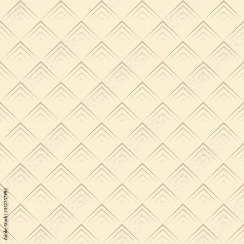 Ornament of rhombuses on beige background. Vector seamless pattern.