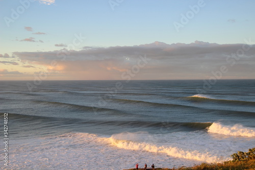 Large swell brings big waves crashing into shore