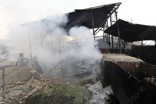 Schilderij op canvas Hazaribagh tannery industry in the capital largely contributes to the pollution of the environment