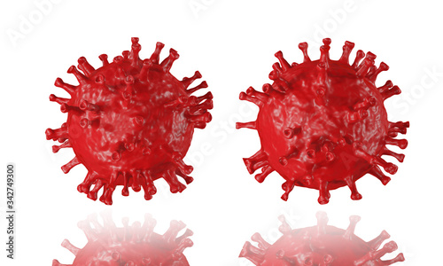 coronavirus COVID-19 isolated on white background., 3D rendering of virus.