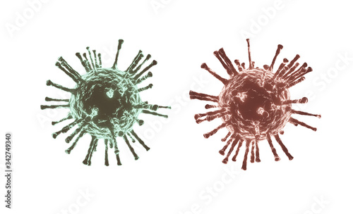 coronavirus COVID-19 isolated on white background., 3D rendering of virus.