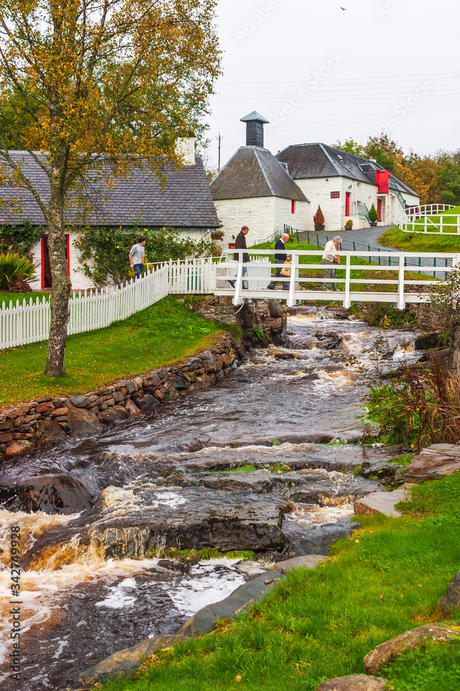 Stream at a idyllic old Whiskey distillery in Scotland Stream at a idyllic old Whiskey distillery in Scotland