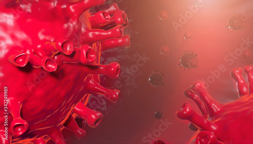coronavirus COVID-19.,virus abstract background. 3D rendering of virus.