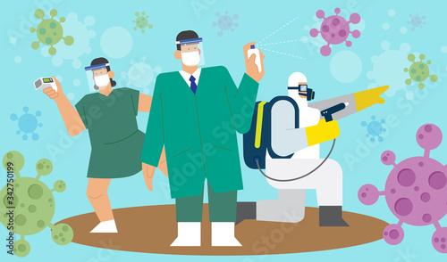 Covid-19 Disease Control Unit, which has a team of doctors and disinfectant spraying departments to help people stay safe from disease.