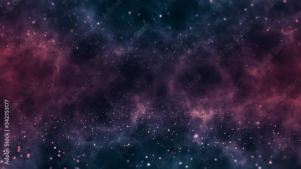 dramatic space scene with flying particles 4k animation