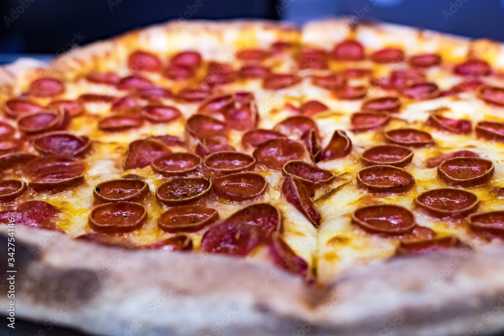Closeup shot of a yummy Pepperono Pizza Closeup shot of a yummy Pepperono Pizza