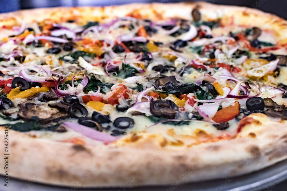 Closeup shot of a yummy Vegetable Pizza Closeup shot of a yummy Vegetable Pizza