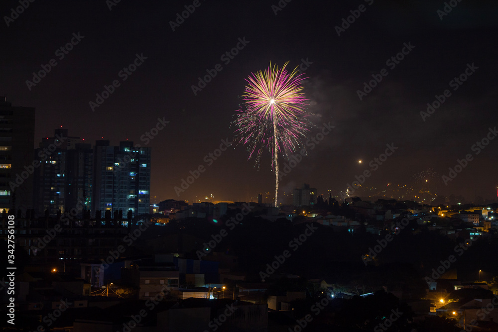 Happy new year fireworks, São Paulo, Brazil