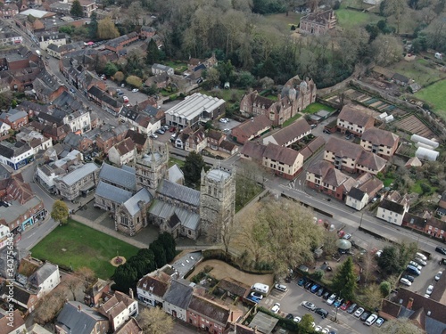 aerial view of Wimborne Minister church and town centre © chris