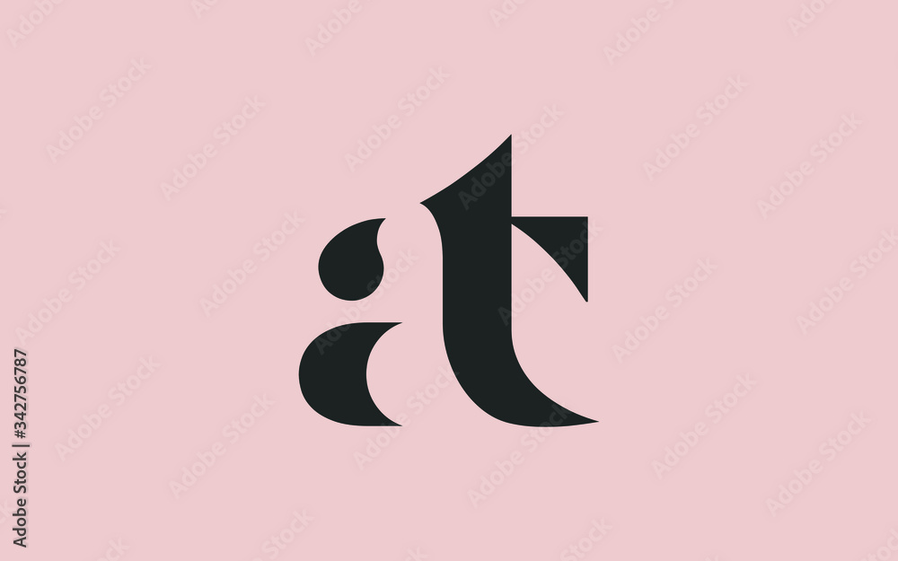 at or ta and a, t Lowercase Letter Initial Logo Design, Vector Template