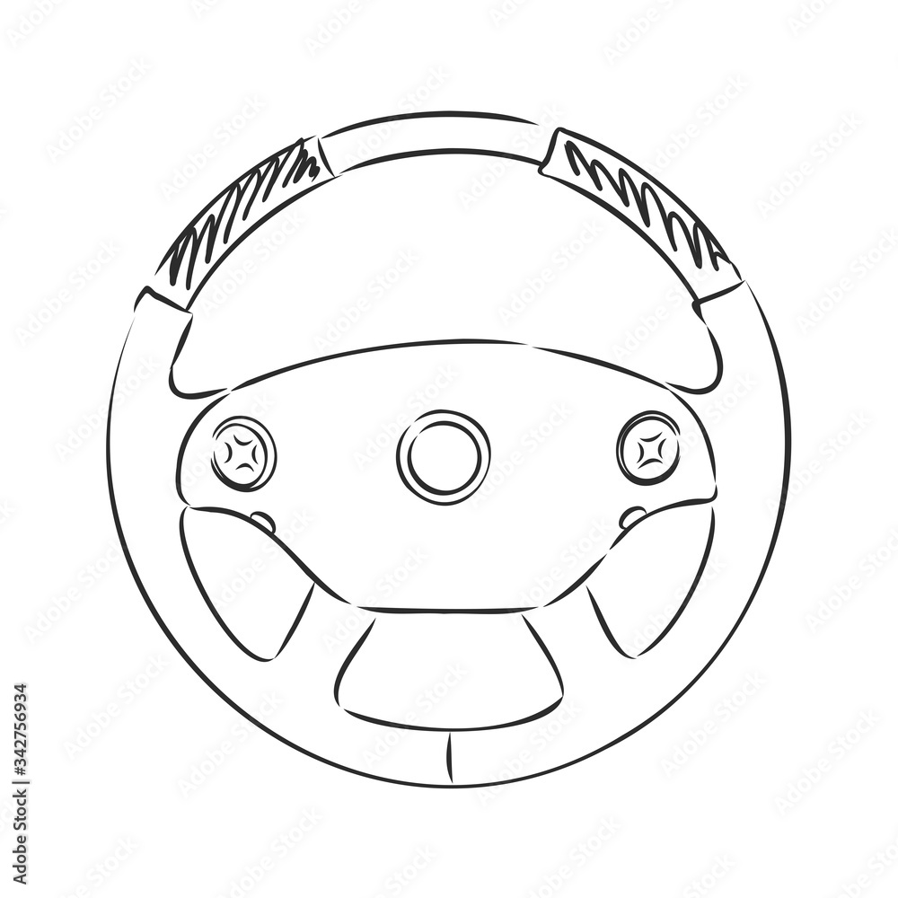 Steering wheel. Doodle style. car steering wheel, vector sketch illustration Steering wheel. Doodle style. car steering wheel, vector sketch illustration