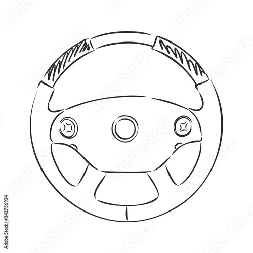 Steering wheel. Doodle style. car steering wheel, vector sketch illustration