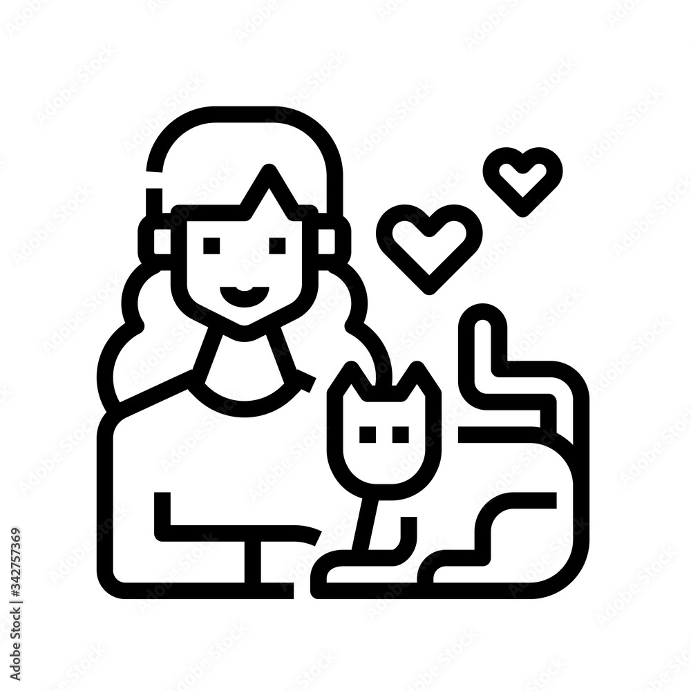 Woman  cat  pet  avatar  love icon