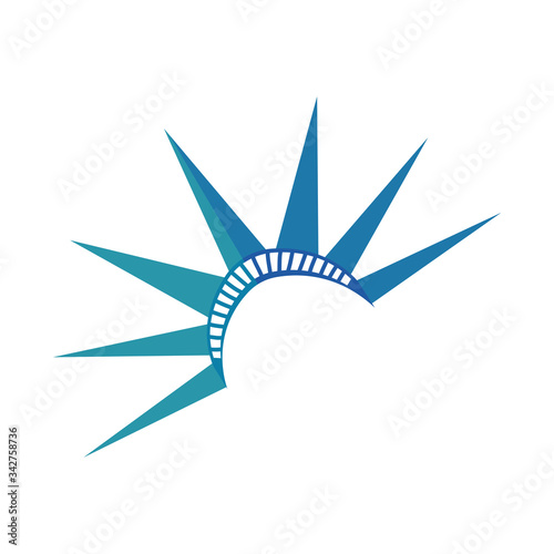 new york liberty statue crown flat detailed style