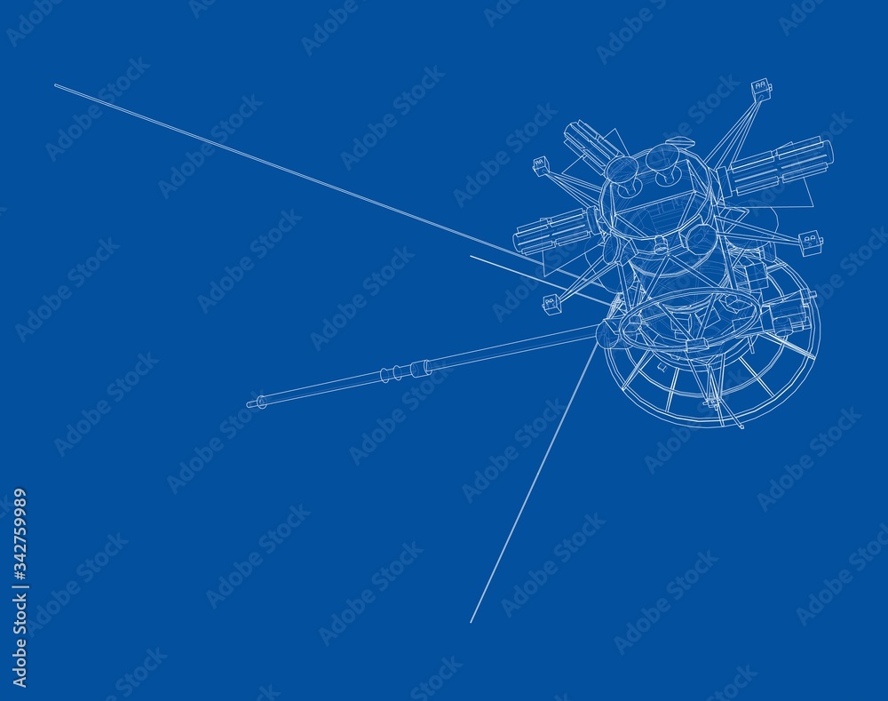 Communication satellite concept outline. Vector