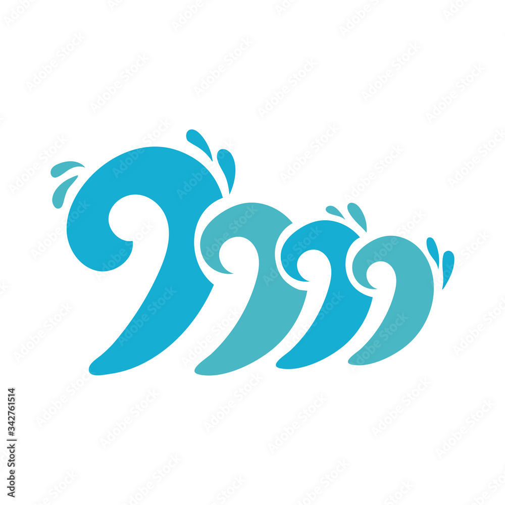 Fototapeta premium water waves ocean flat style icon