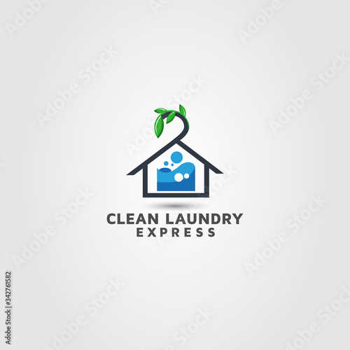 Express dry cleaners logo design template.