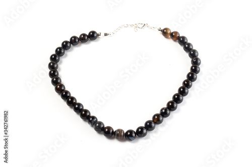 natural agate beads on a white background isolate
