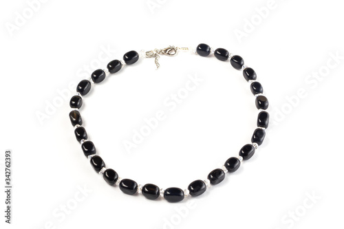 natural agate beads on a white background isolate
