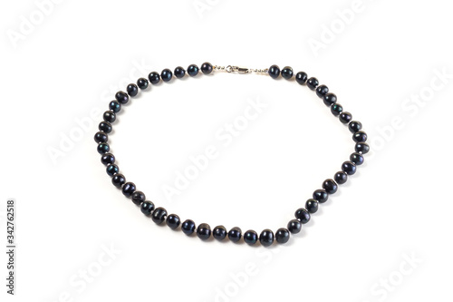 Natural Black Pearl Beads on Isolate White Background