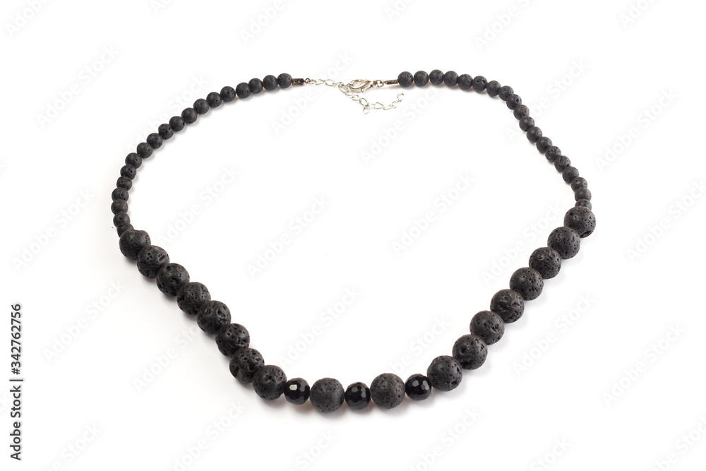 natural lava beads on a white background isolate natural lava beads on a white background isolate