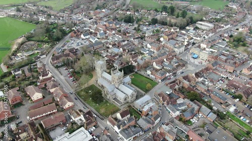 aerial movie , video of Wimborne Minister church and town centre photo