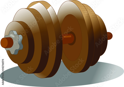Sports equipment, collapsible dumbbell. Vector illustration. Sports and fitness