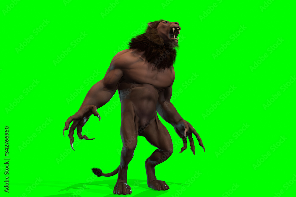 Fantasy character Humanoid Lion in epic pose - 3D render Fantasy character Humanoid Lion in epic pose - 3D render