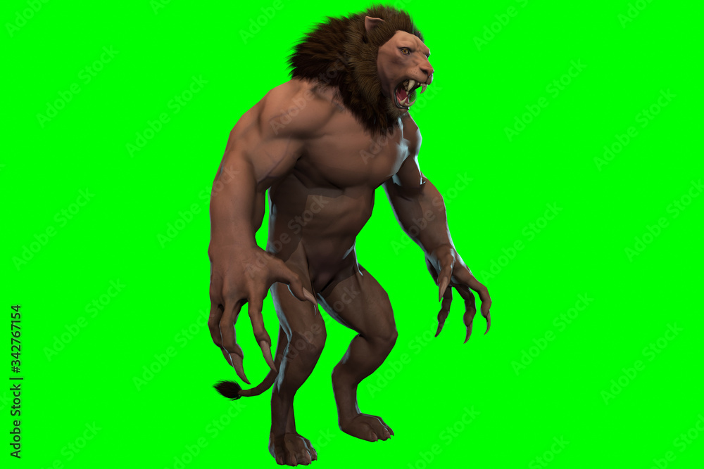 Fantasy character Humanoid Lion in epic pose - 3D render Fantasy character Humanoid Lion in epic pose - 3D render