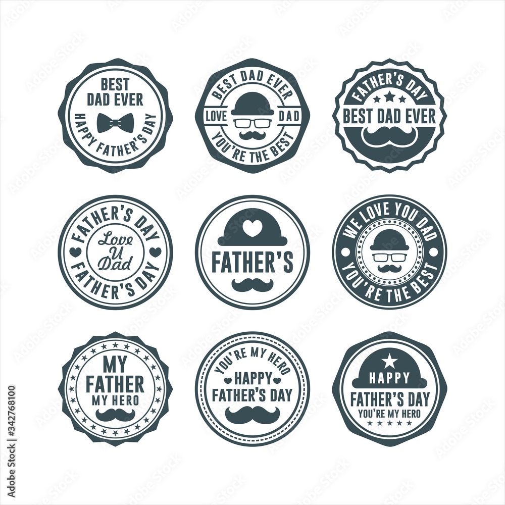 Father's Day badge stamps vector design