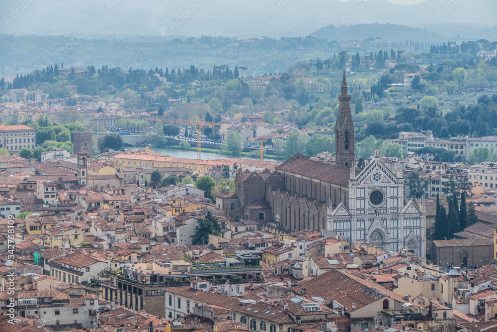 Aerial view of the Basilica of Santa Croce in Florence