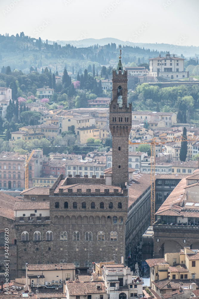 Aerial view of Palazzo Vecchio in Florence