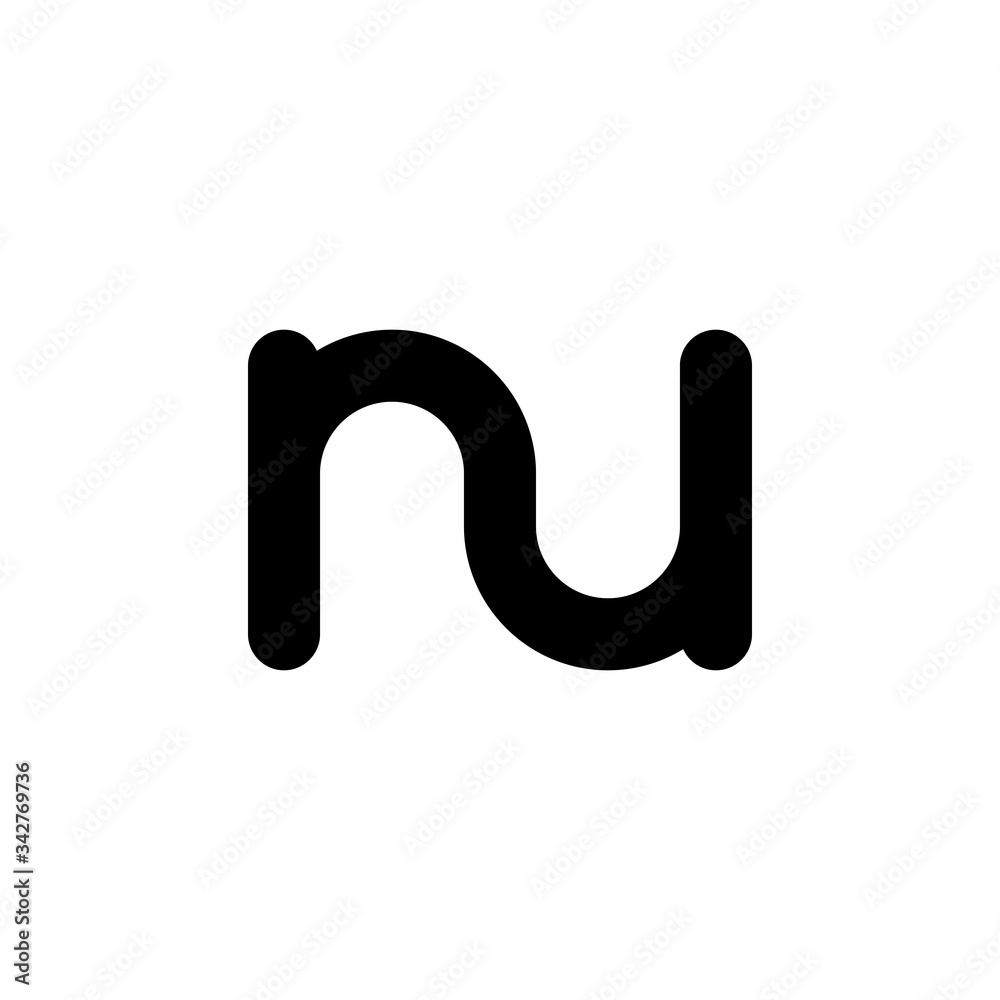 Black and white letter NU initial logo icon Black and white letter NU initial logo icon