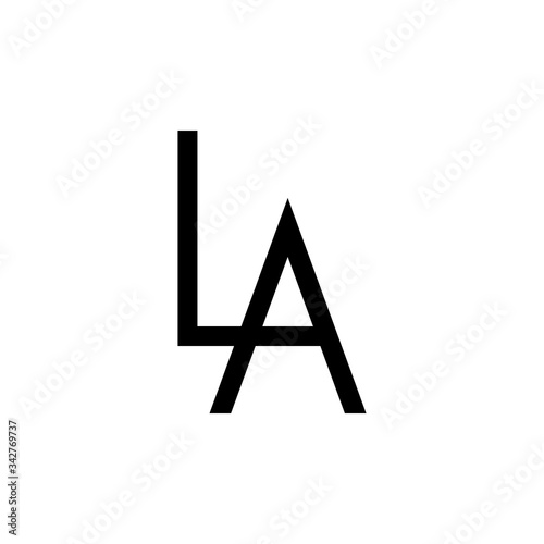 Black and white letter LA initial logo icon