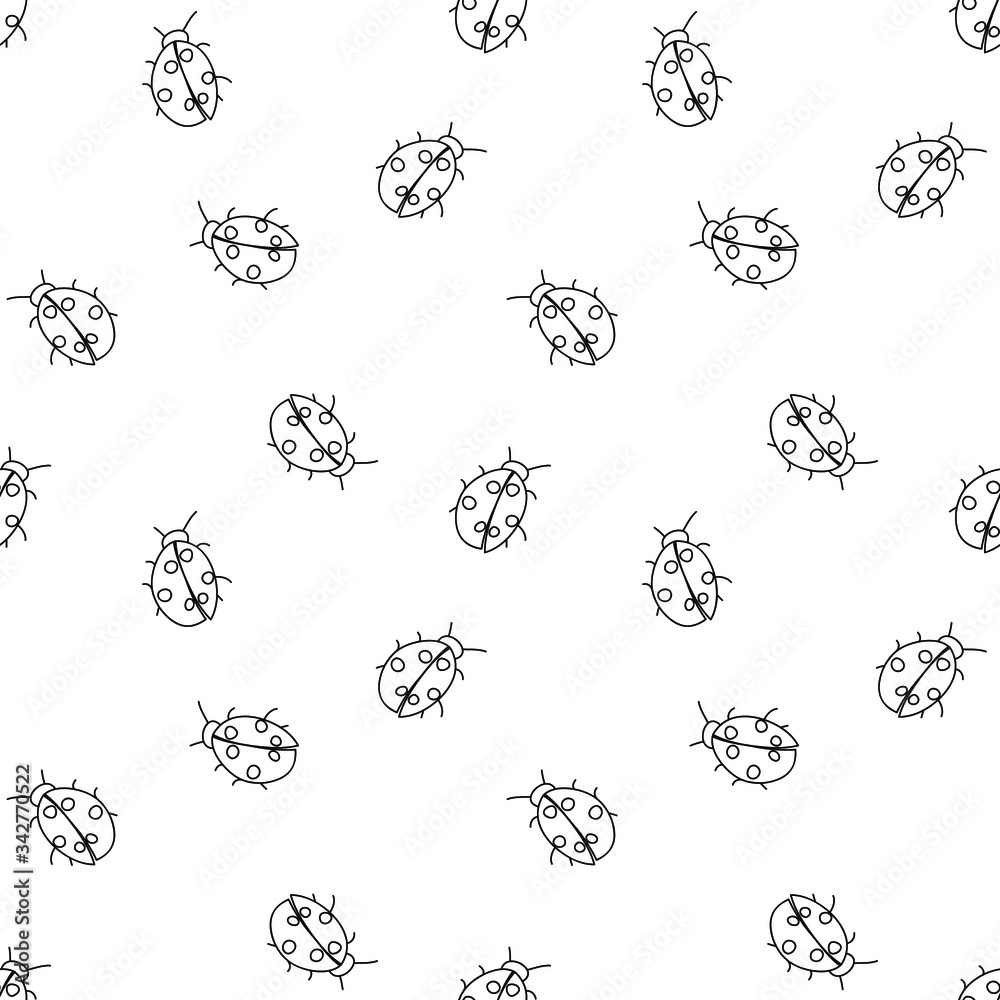 Ladybugs: simple drawings, colorless seamless pattern, wallpaper texture print, wrapping design. Vector graphics. Ladybugs: simple drawings, colorless seamless pattern, wallpaper texture print, wrapping design. Vector graphics.