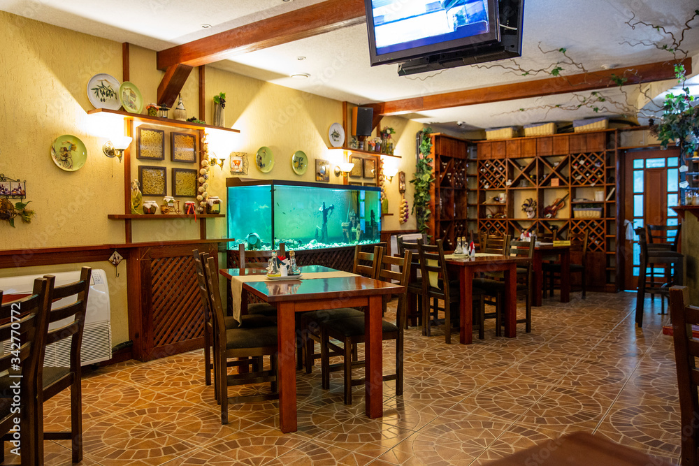 Interior of cozy classic Italian restaurant