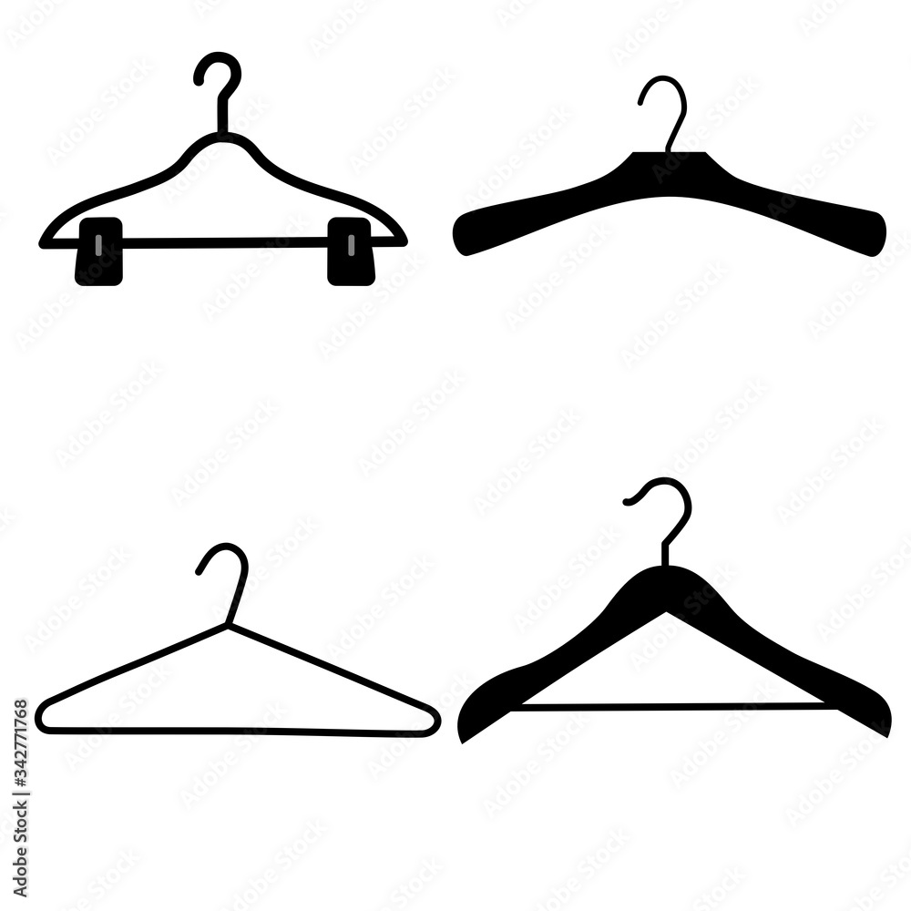 set of hangers icon on white background. Silhouette vector design. 