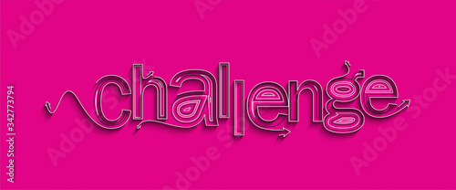 Challenge Calligraphic 3d Style Text shopping poster vector illustration Design.