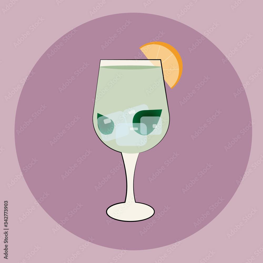 Bright cocktail on a gentle background.Vector Illustration. Bright cocktail on a gentle background.Vector Illustration.