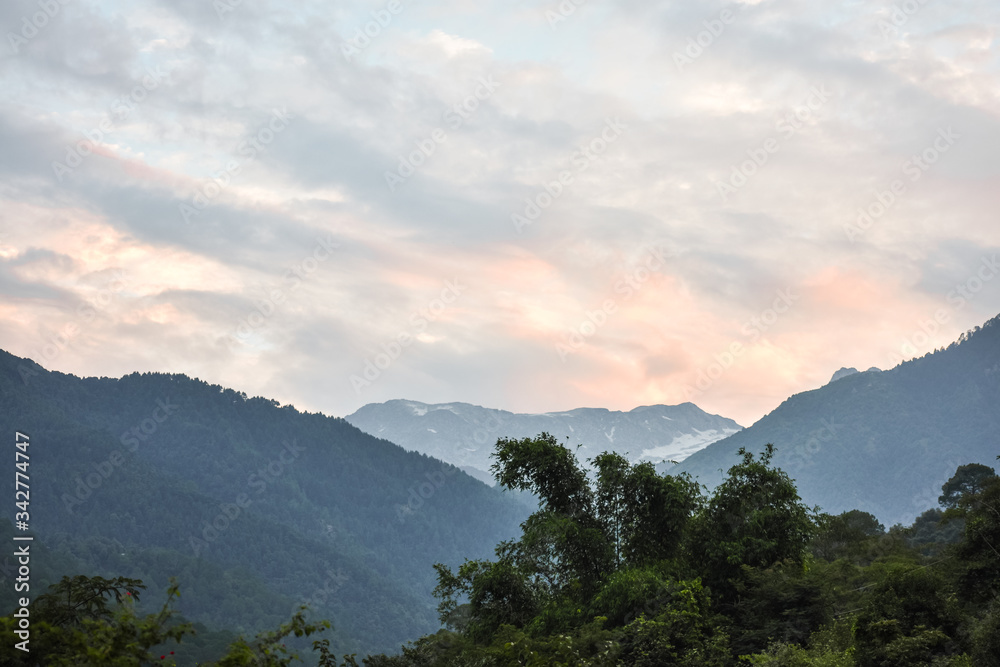 a beautiful view of mountains in McLeod Ganj in India