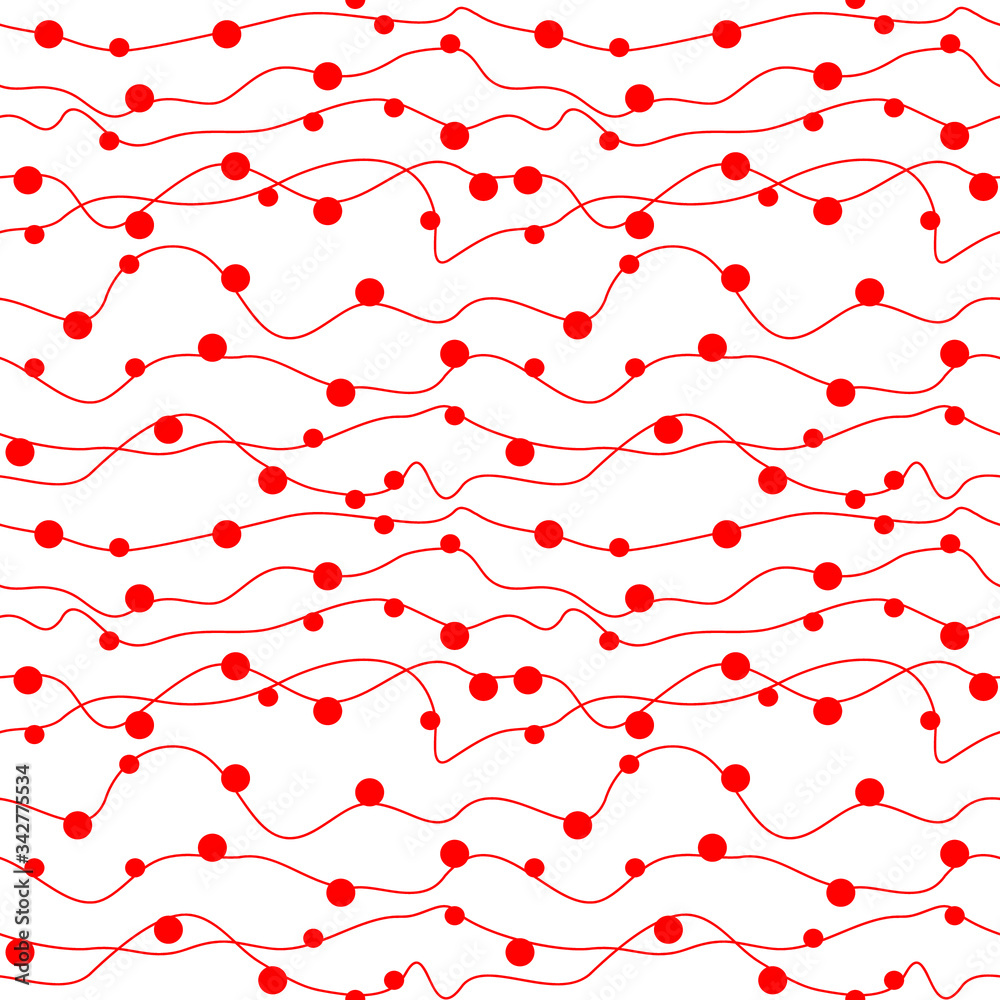 Red stripes and bubbles on white background: abstract seamless pattern, wallpaper texture print, wrapping design. Vector graphics. Red stripes and bubbles on white background: abstract seamless pattern, wallpaper texture print, wrapping design. Vector graphics.