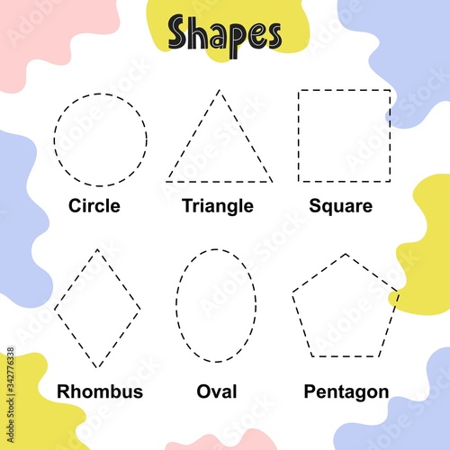 Trace the shapes activity page for kids. Tracing worksheet