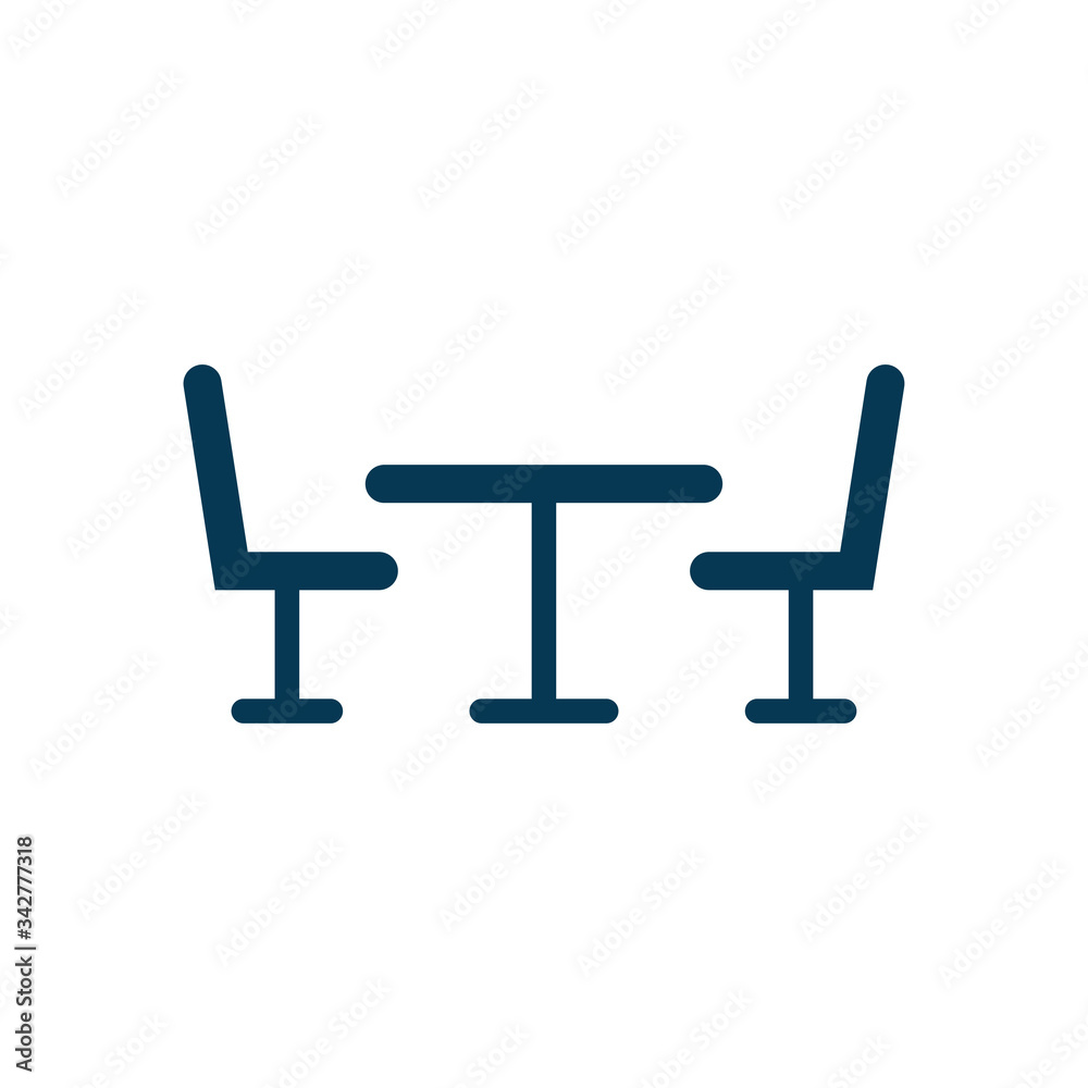 Table and chairs icon isolated on white background. Vector illustration Table and chairs icon isolated on white background. Vector illustration