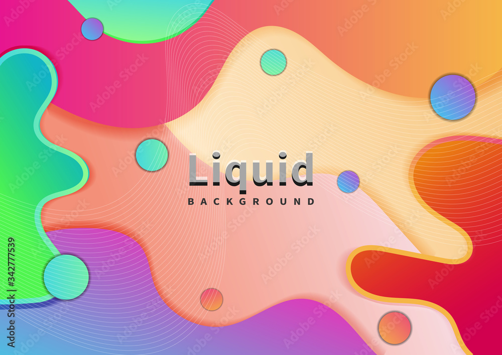 Abstract background liquid shape vibrant gradient color with geometric elements.