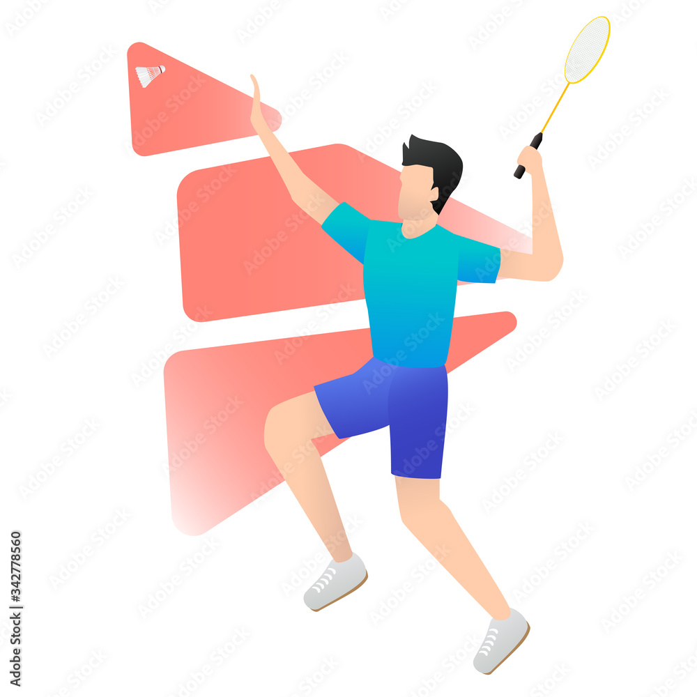 Vector illustration of badminton player in action. Sports concept Vector illustration of badminton player in action. Sports concept