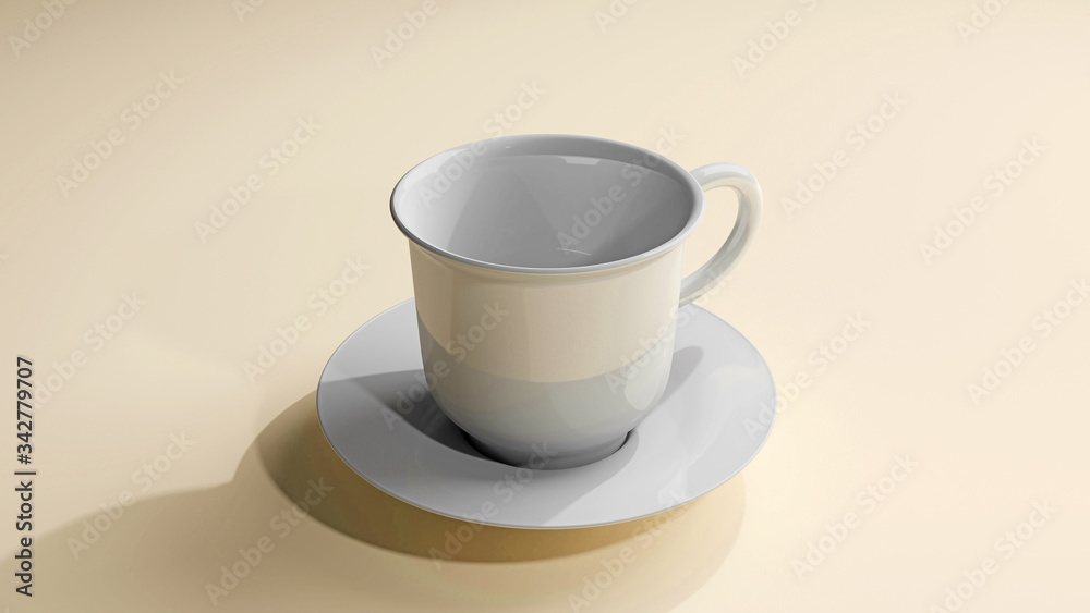 3d render illustration. White ceramic cup isolated on background. coffee and tea cup on disc. 3d render illustration. White ceramic cup isolated on background. coffee and tea cup on disc.