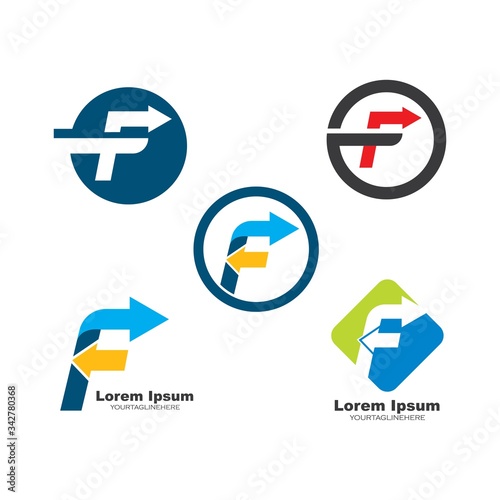 f letter arrow icon logo vector