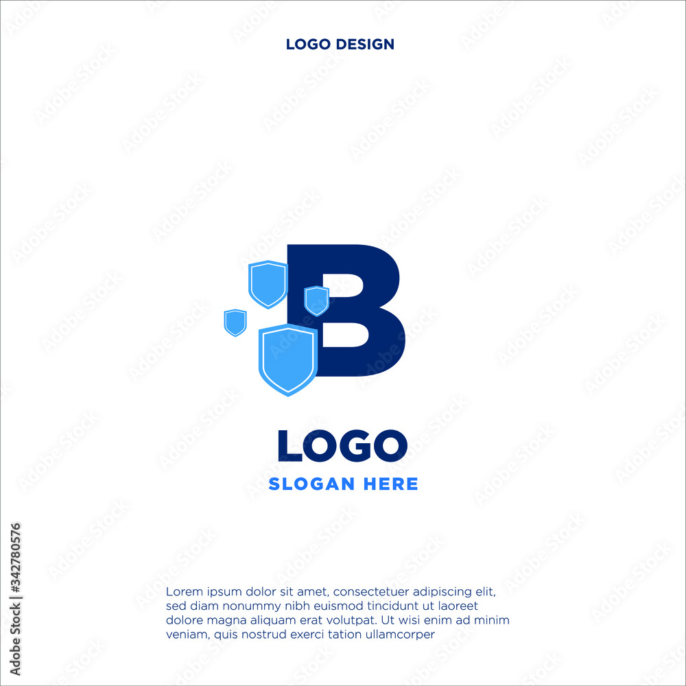 Initial letters B shield shape blue simple logo Initial letters B shield shape blue simple logo