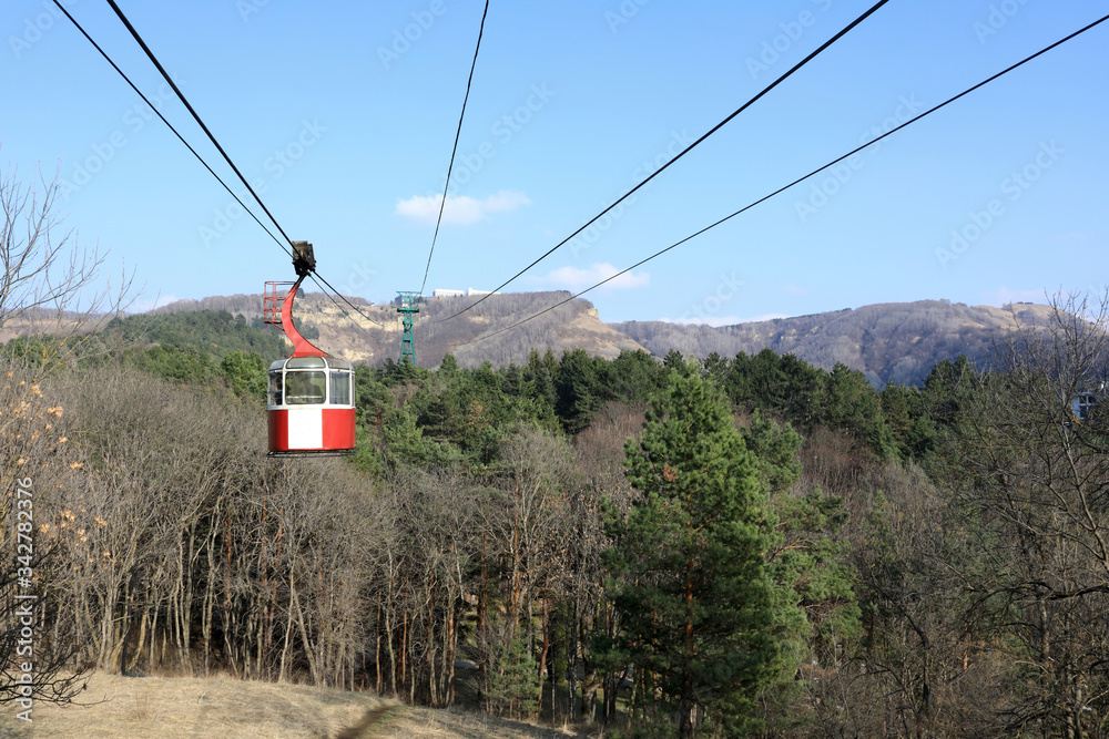 View of cable car in Kislovodsk National Park